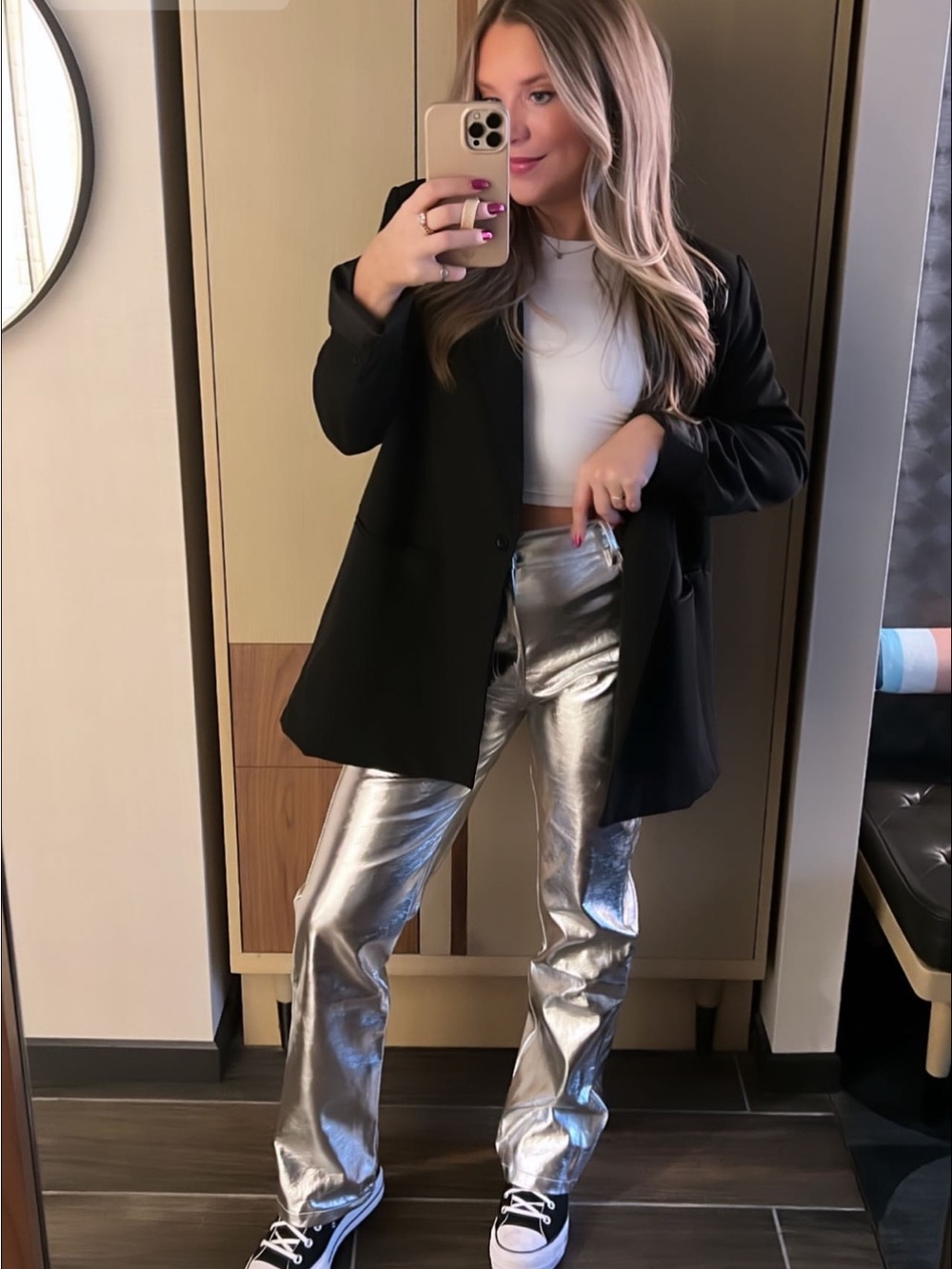Silver Metallic Pants